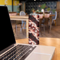 Puakenikeni Maile Lei Skinny Tumbler Frangipani Red Tropical Leaves LT01 - Polynesian Pride
