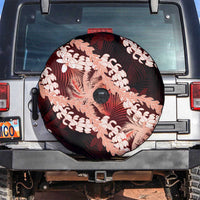 Puakenikeni Maile Lei Spare Tire Cover Frangipani Red Tropical Leaves
