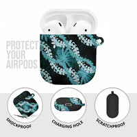 Puakenikeni Maile Lei AirPods Case Frangipani Turquoise Tropical Leaves