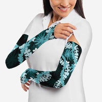 Puakenikeni Maile Lei Arm Sleeves Frangipani Turquoise Tropical Leaves LT01 - Polynesian Pride