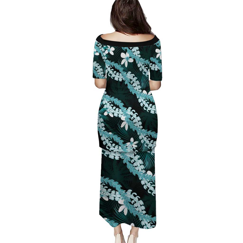 Puakenikeni Maile Lei Family Matching Puletasi and Hawaiian Shirt Frangipani Turquoise Tropical Leaves LT01 - Polynesian Pride