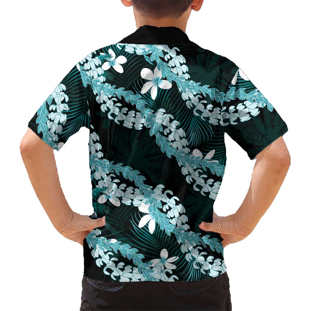 Puakenikeni Maile Lei Family Matching Tank Maxi Dress and Hawaiian Shirt Frangipani Turquoise Tropical Leaves LT01 - Polynesian Pride