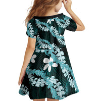 Puakenikeni Maile Lei Family Matching Tank Maxi Dress and Hawaiian Shirt Frangipani Turquoise Tropical Leaves LT01 - Polynesian Pride