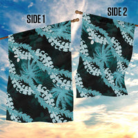 Puakenikeni Maile Lei Garden Flag Frangipani Turquoise Tropical Leaves LT01 - Polynesian Pride