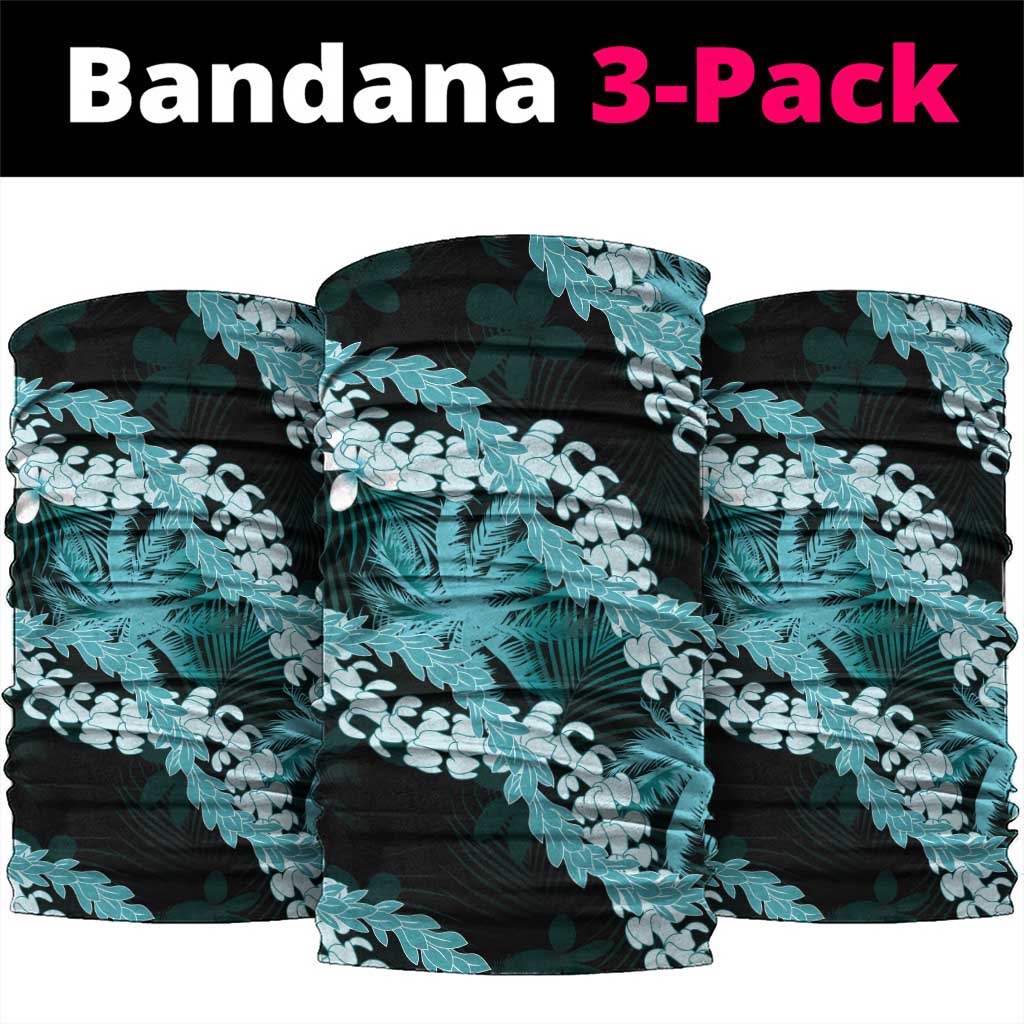 Puakenikeni Maile Lei Neck Gaiter Frangipani Turquoise Tropical Leaves LT01 package One Size: 25*50cm Turquoise - Polynesian Pride