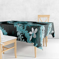 Puakenikeni Maile Lei Tablecloth Frangipani Turquoise Tropical Leaves