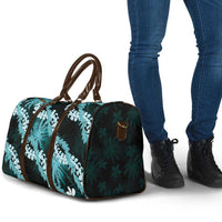 Puakenikeni Maile Lei Travel Bag Frangipani Turquoise Tropical Leaves LT01 - Polynesian Pride