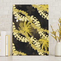 Puakenikeni Maile Lei Canvas Wall Art Frangipani Yellow Tropical Leaves