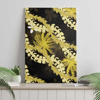 Puakenikeni Maile Lei Canvas Wall Art Frangipani Yellow Tropical Leaves