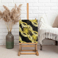 Puakenikeni Maile Lei Canvas Wall Art Frangipani Yellow Tropical Leaves