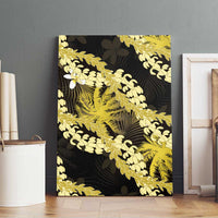 Puakenikeni Maile Lei Canvas Wall Art Frangipani Yellow Tropical Leaves