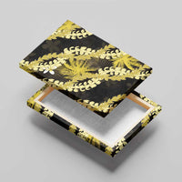 Puakenikeni Maile Lei Canvas Wall Art Frangipani Yellow Tropical Leaves