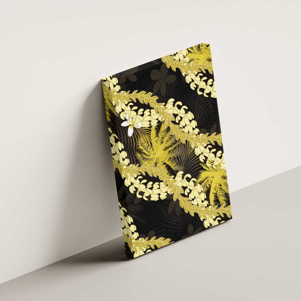 Puakenikeni Maile Lei Canvas Wall Art Frangipani Yellow Tropical Leaves