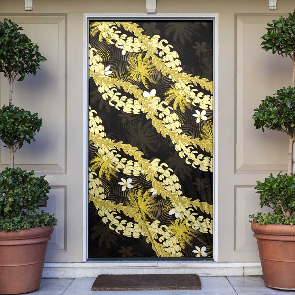Puakenikeni Maile Lei Door Cover Frangipani Yellow Tropical Leaves