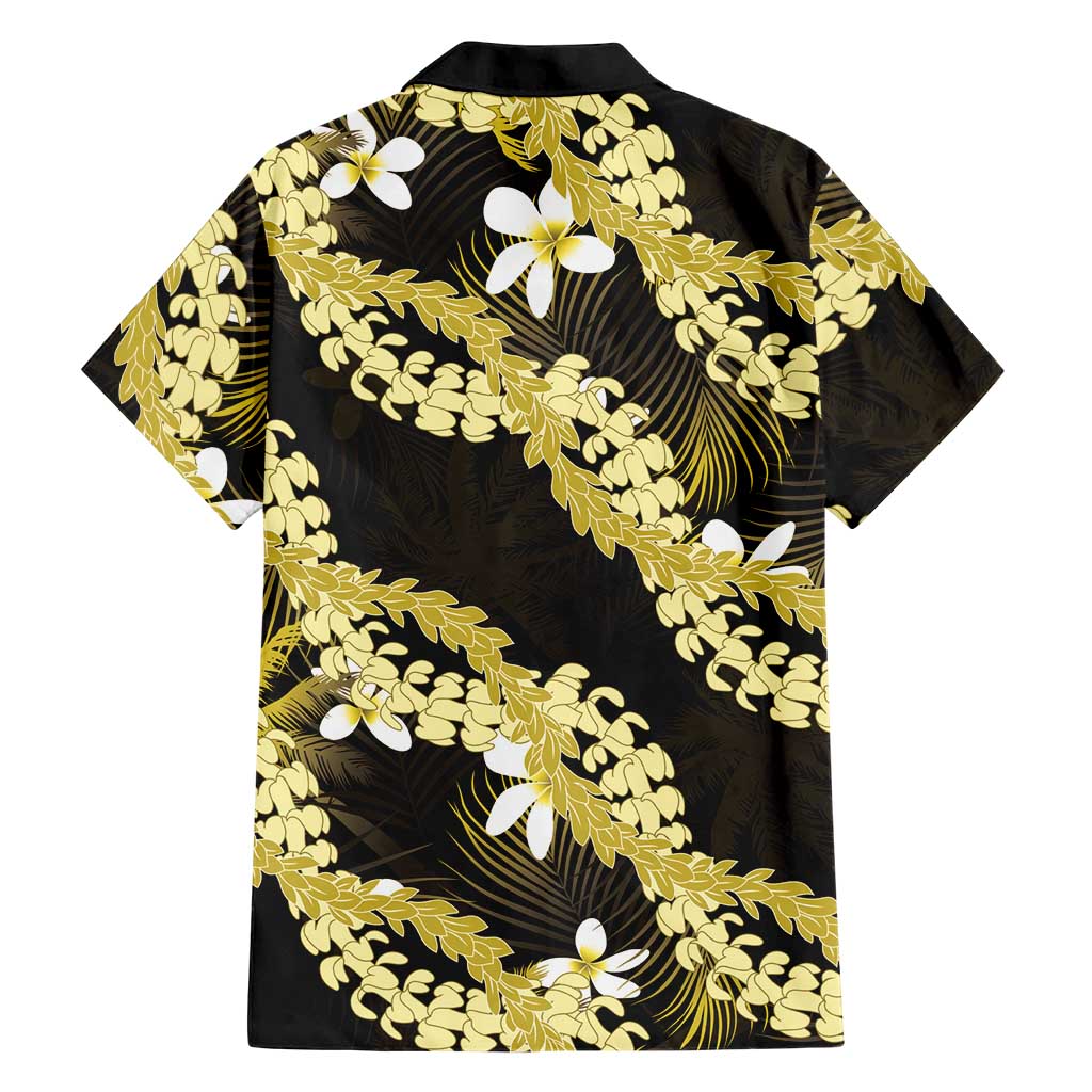 Puakenikeni Maile Lei Family Matching Off The Shoulder Long Sleeve Dress and Hawaiian Shirt Frangipani Yellow Tropical Leaves LT01 - Polynesian Pride