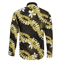 Puakenikeni Maile Lei Family Matching Short Sleeve Bodycon Dress and Hawaiian Shirt Frangipani Yellow Tropical Leaves LT01 - Polynesian Pride
