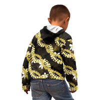 Puakenikeni Maile Lei Kid Hoodie Frangipani Yellow Tropical Leaves