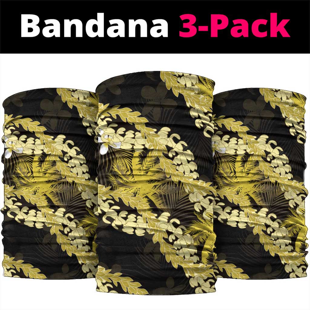 Puakenikeni Maile Lei Neck Gaiter Frangipani Yellow Tropical Leaves
