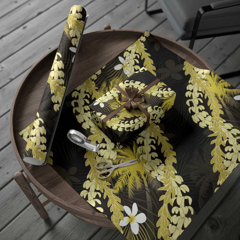 Puakenikeni Maile Lei Wrapping Paper Frangipani Yellow Tropical Leaves LT01 - Polynesian Pride