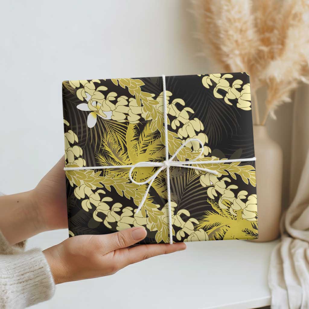 Puakenikeni Maile Lei Wrapping Paper Frangipani Yellow Tropical Leaves LT01 - Polynesian Pride