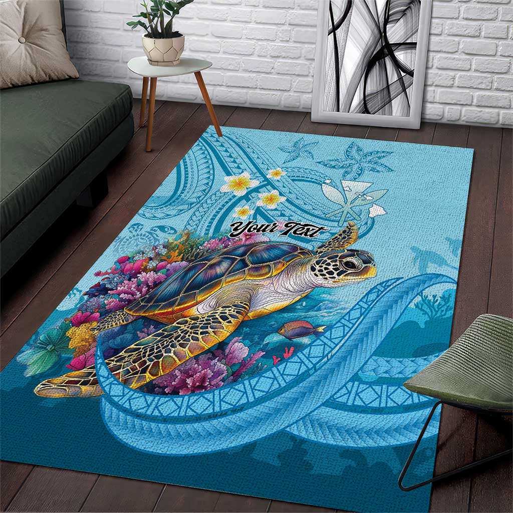 Personalized Hawaii Sea Turtle Area Rug Hawaii Map Ocean Vibes