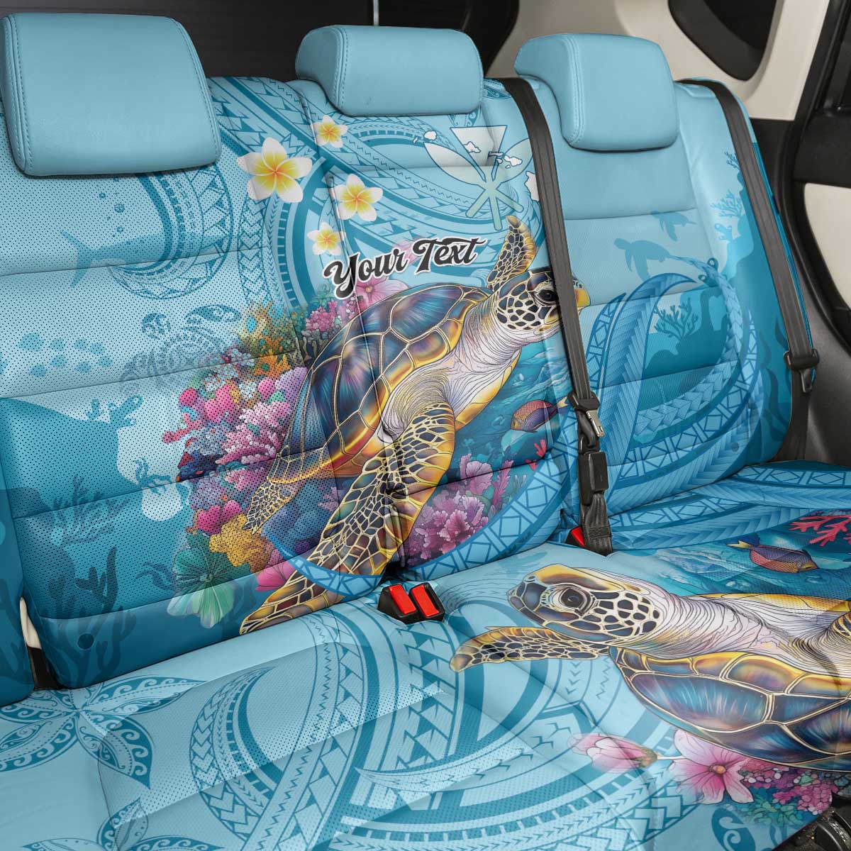 Personalized Hawaii Sea Turtle Back Car Seat Cover Hawaii Map Ocean Vibes