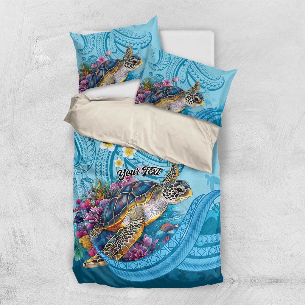 Personalized Hawaii Sea Turtle Bedding Set Hawaii Map Ocean Vibes LT01 US Twin 172cm x 218cm Blue - Polynesian Pride