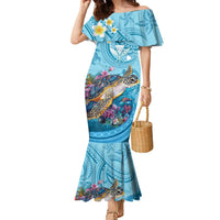 Personalized Hawaii Sea Turtle Family Matching Mermaid Dress and Hawaiian Shirt Hawaii Map Ocean Vibes