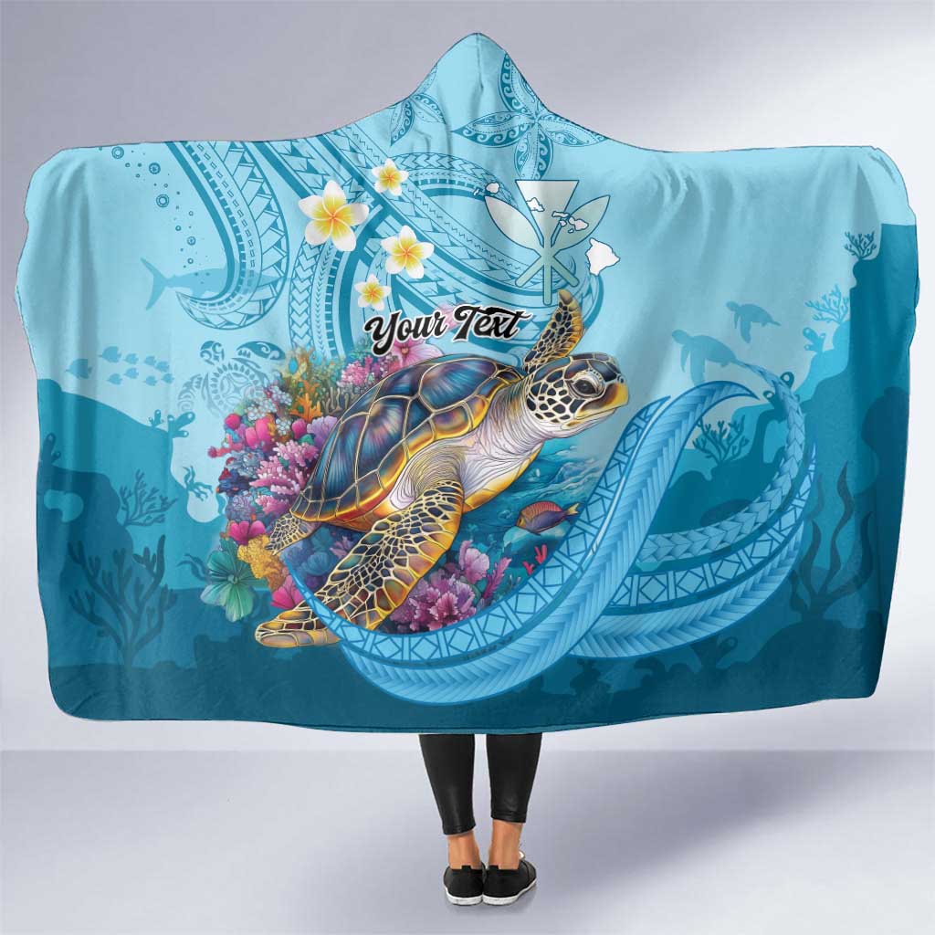 Personalized Hawaii Sea Turtle Hooded Blanket Hawaii Map Ocean Vibes