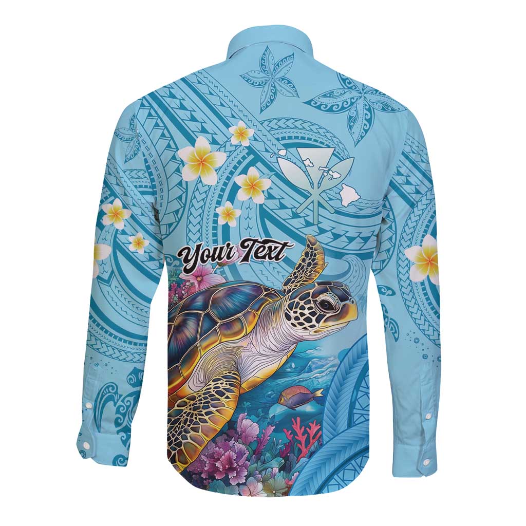 Personalized Hawaii Sea Turtle Long Sleeve Button Shirt Hawaii Map Ocean Vibes