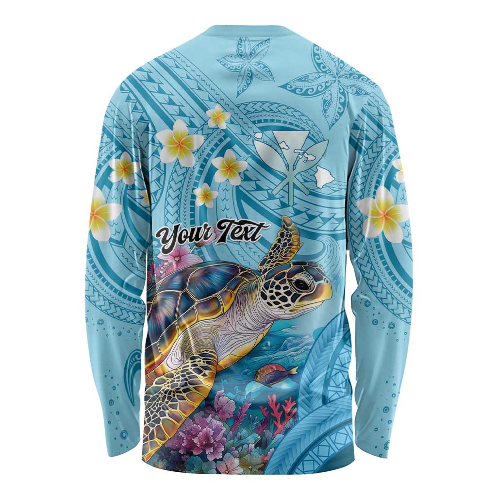 Personalized Hawaii Sea Turtle Long Sleeve Shirt Hawaii Map Ocean Vibes