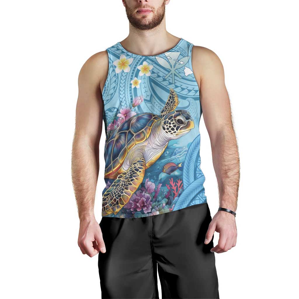 Personalized Hawaii Sea Turtle Men Tank Top Hawaii Map Ocean Vibes