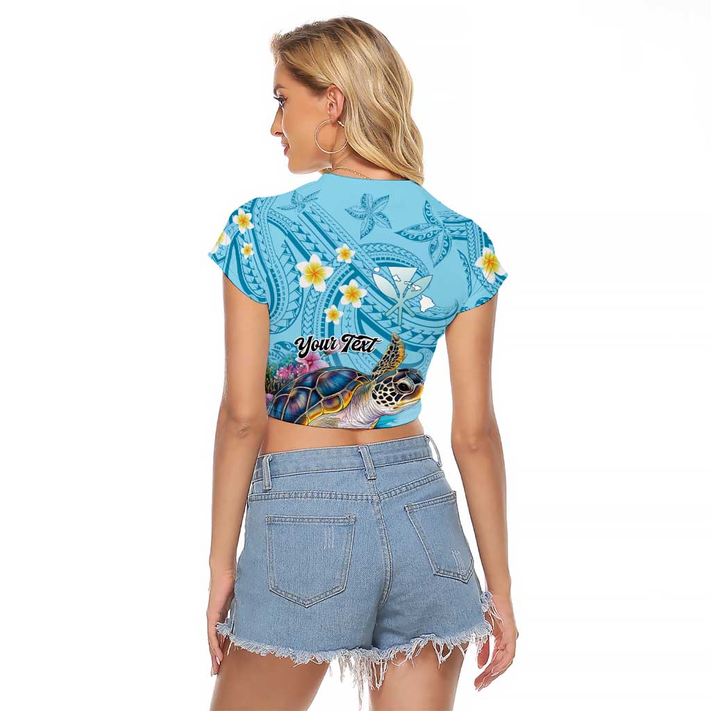 Personalized Hawaii Sea Turtle Raglan Cropped T Shirt Hawaii Map Ocean Vibes