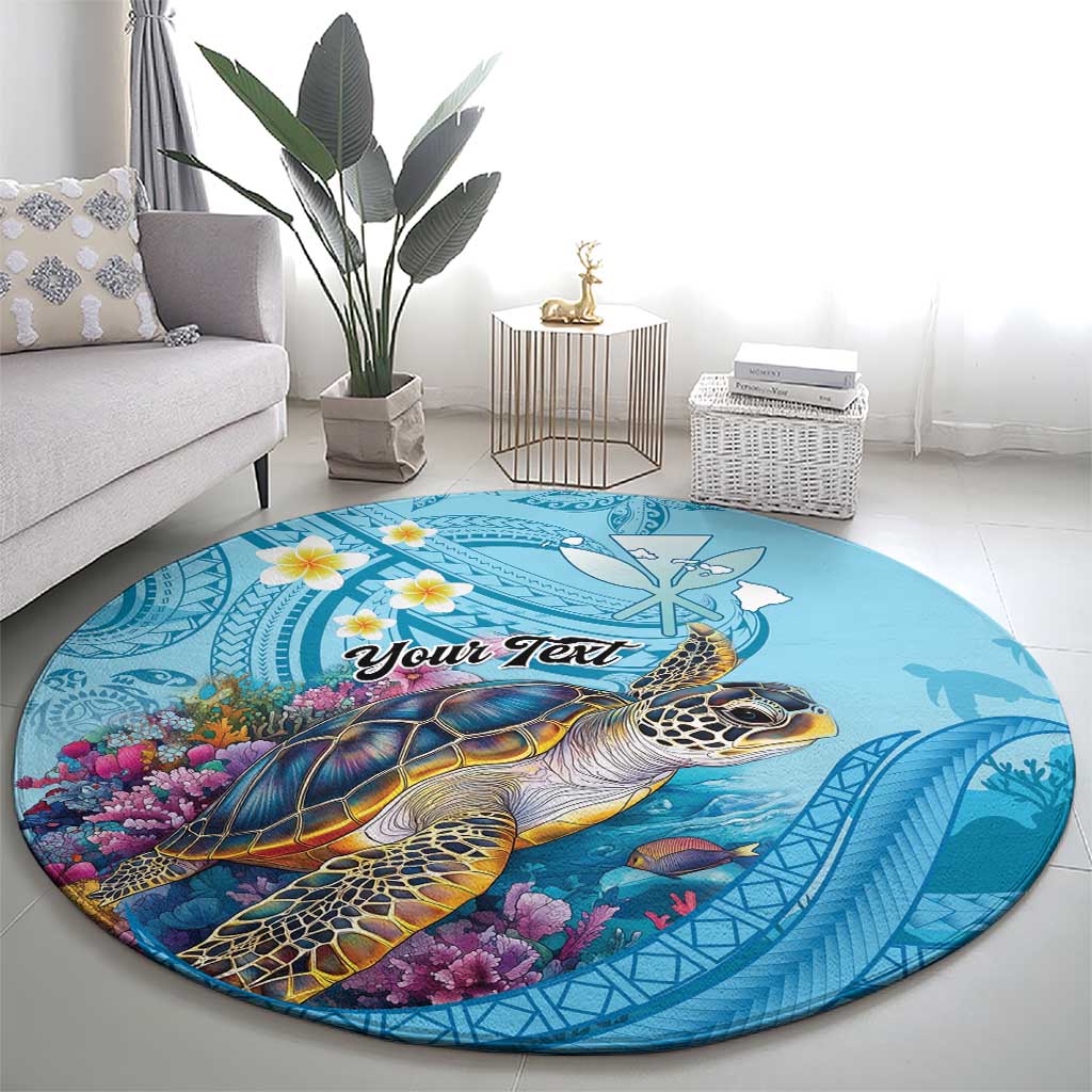 Personalized Hawaii Sea Turtle Round Carpet Hawaii Map Ocean Vibes