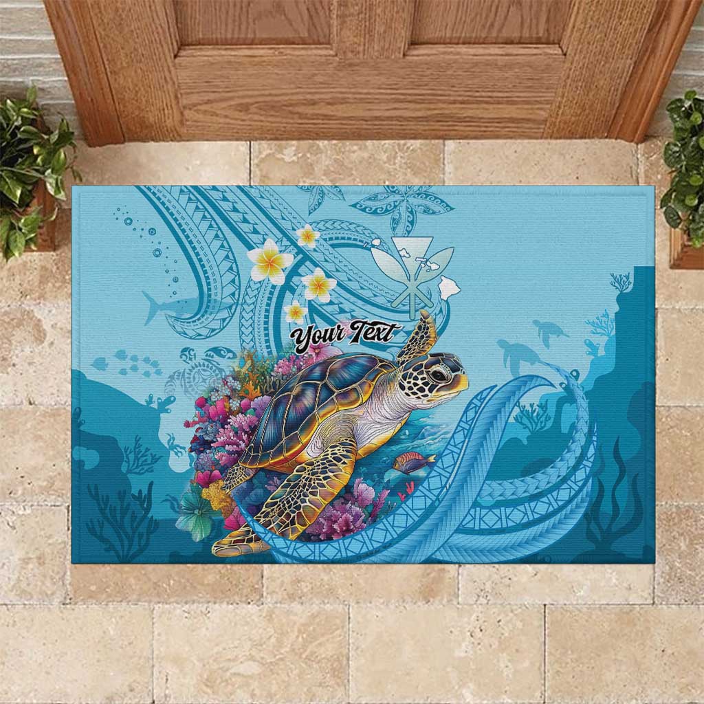 Personalized Hawaii Sea Turtle Rubber Doormat Hawaii Map Ocean Vibes