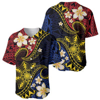 Philippines Spirit Tribal Sun Plumeria Baseball Jersey Red And Blue Polynesian Pattern