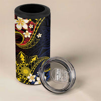 Philippines Spirit Tribal Sun Plumeria 4 in 1 Can Cooler Tumbler Red And Blue Polynesian Pattern