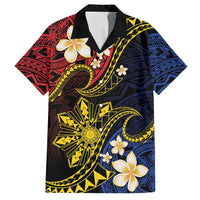Philippines Spirit Tribal Sun Plumeria Family Matching Long Sleeve Bodycon Dress and Hawaiian Shirt Red And Blue Polynesian Pattern