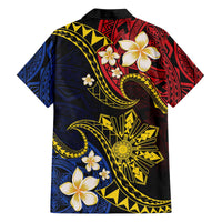 Philippines Spirit Tribal Sun Plumeria Family Matching Off The Shoulder Long Sleeve Dress and Hawaiian Shirt Red And Blue Polynesian Pattern