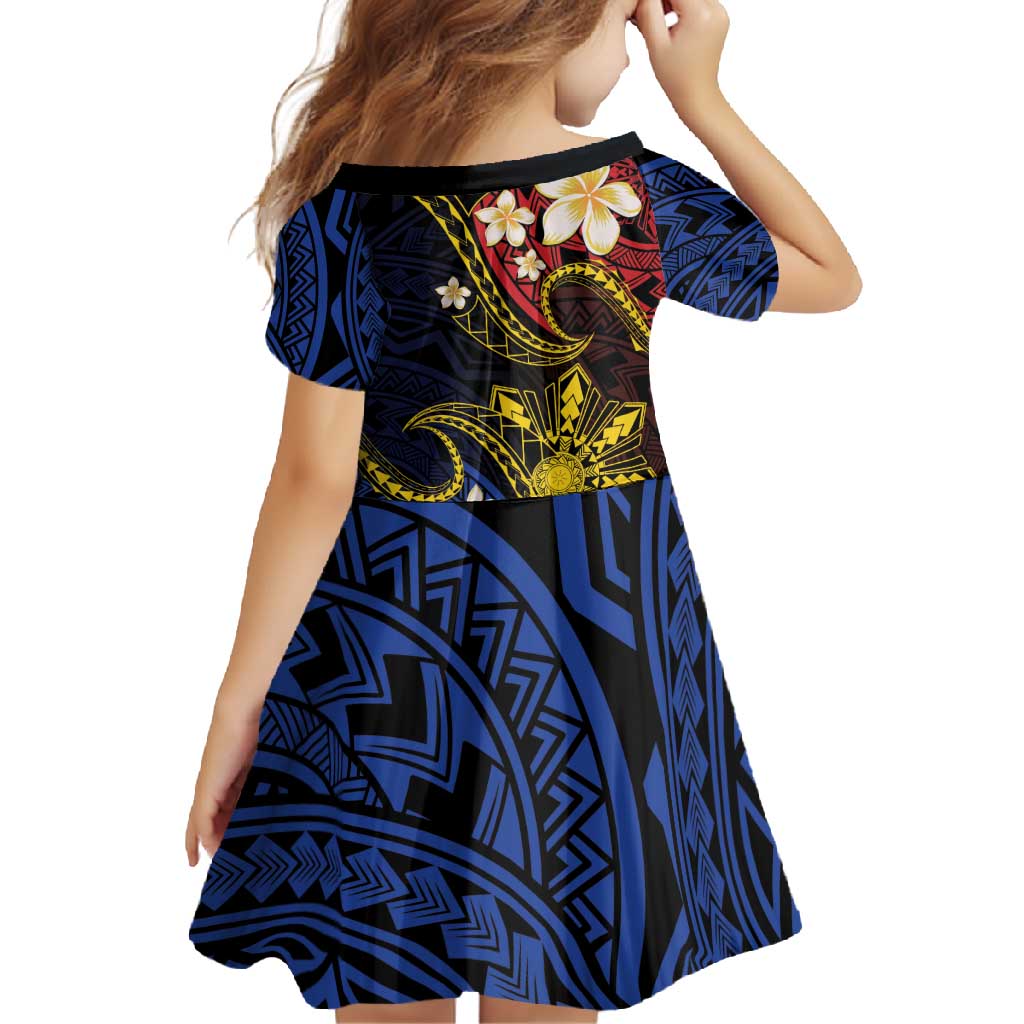 Philippines Spirit Tribal Sun Plumeria Family Matching Off Shoulder Maxi Dress and Hawaiian Shirt Red And Blue Polynesian Pattern