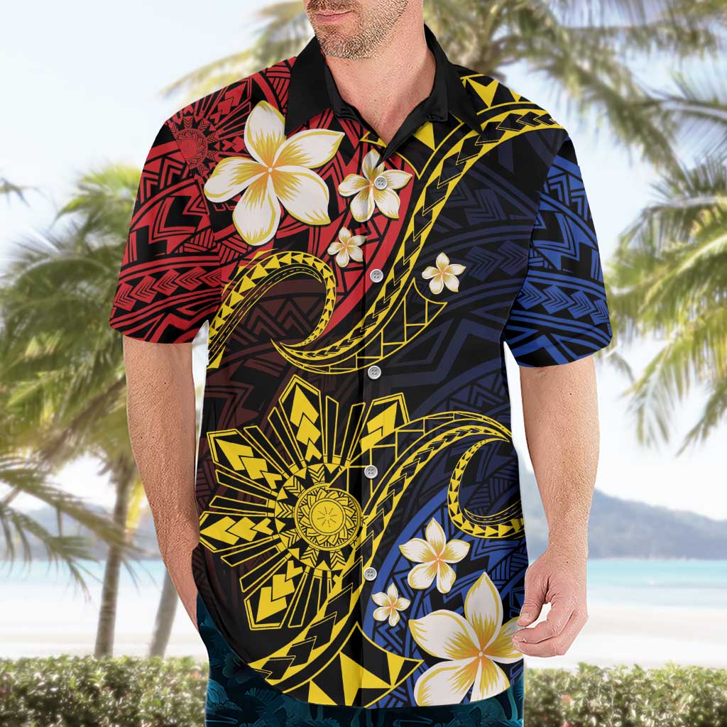 Philippines Spirit Tribal Sun Plumeria Hawaiian Shirt Red And Blue Polynesian Pattern