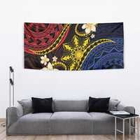 Philippines Spirit Tribal Sun Plumeria Tapestry Red And Blue Polynesian Pattern