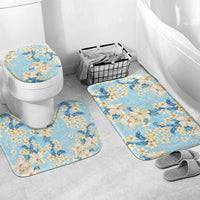 Hawaii Hibiscus Plumeria Blue Bathroom Set Polynesian Pattern