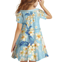 Hawaii Hibiscus Plumeria Blue Family Matching Off The Shoulder Long Sleeve Dress and Hawaiian Shirt Polynesian Pattern