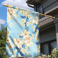 Hawaii Hibiscus Plumeria Blue Garden Flag Polynesian Pattern