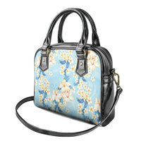 Hawaii Hibiscus Plumeria Blue Shoulder Handbag Polynesian Pattern