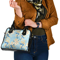 Hawaii Hibiscus Plumeria Blue Shoulder Handbag Polynesian Pattern