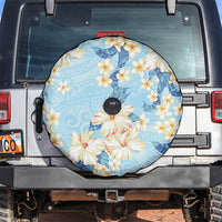 Hawaii Hibiscus Plumeria Blue Spare Tire Cover Polynesian Pattern