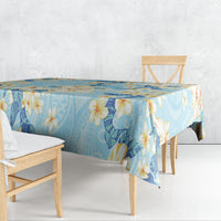 Hawaii Hibiscus Plumeria Blue Tablecloth Polynesian Pattern