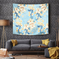 Hawaii Hibiscus Plumeria Blue Tapestry Polynesian Pattern